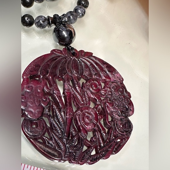 LABRADORITE + HEMATITE NATURAL STONES NECKLACE - Picture 8 of 16